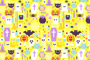 Halloween Pastel Seamless Patterns