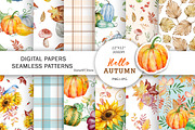 Autumn Pumpkins Seamless Patterns, a Pattern Graphic by SvetaArtStore (Thumbnail 1 of 5)