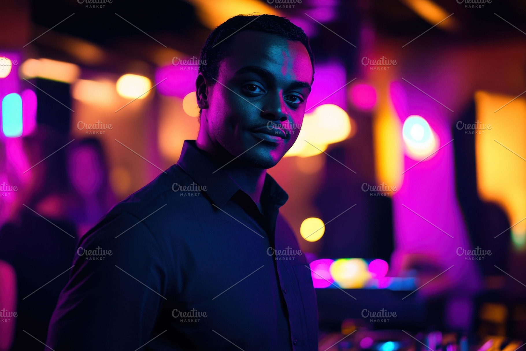 Man in dark shirt poses confidently, a Photo by Tanuart