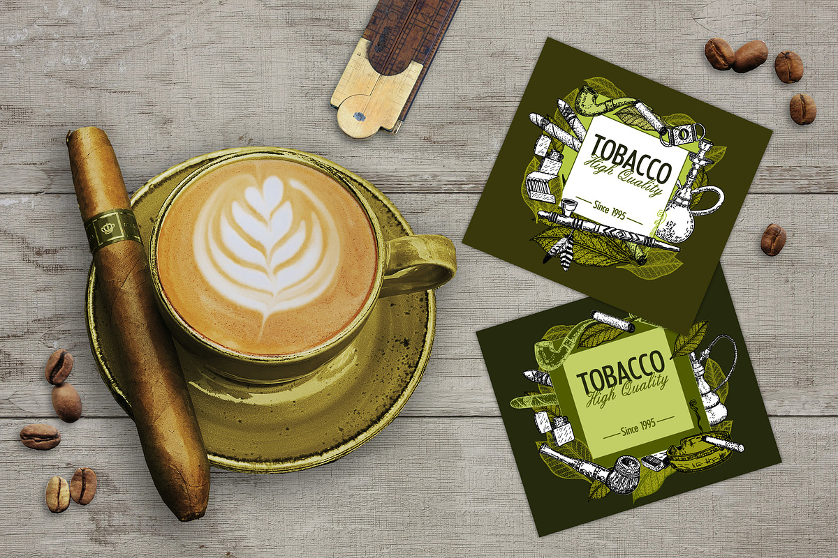 Set smoking tobacco elements sketch, a Background Graphic by Live line (Photo 5 of 6)