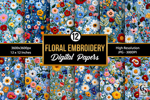 Spring Floral Embroidery Patterns, a Pattern Graphic by Creative Store