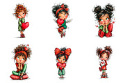 Quirky Valentine Girl Clipart Bundle, an Illustration by SinaCreation (Thumbnail 4 of 11)