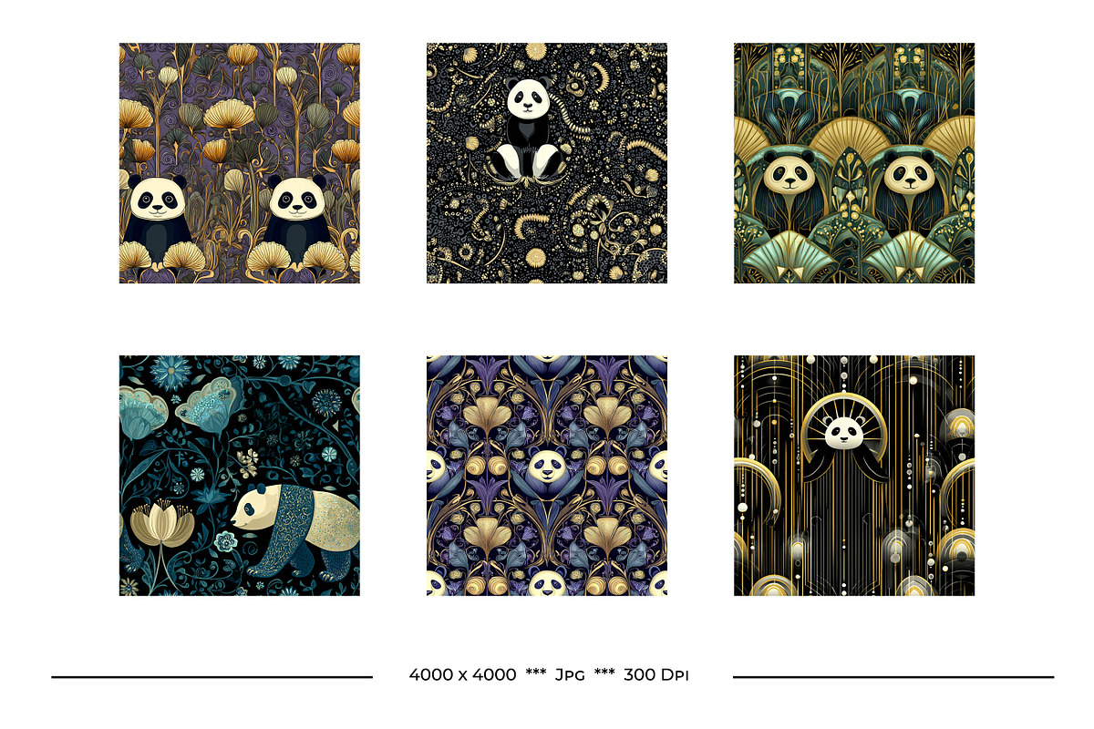 Panda Bear Retro Art Style Patterns, a Pattern Graphic by karenfoleyphoto (Photo 2 of 10)