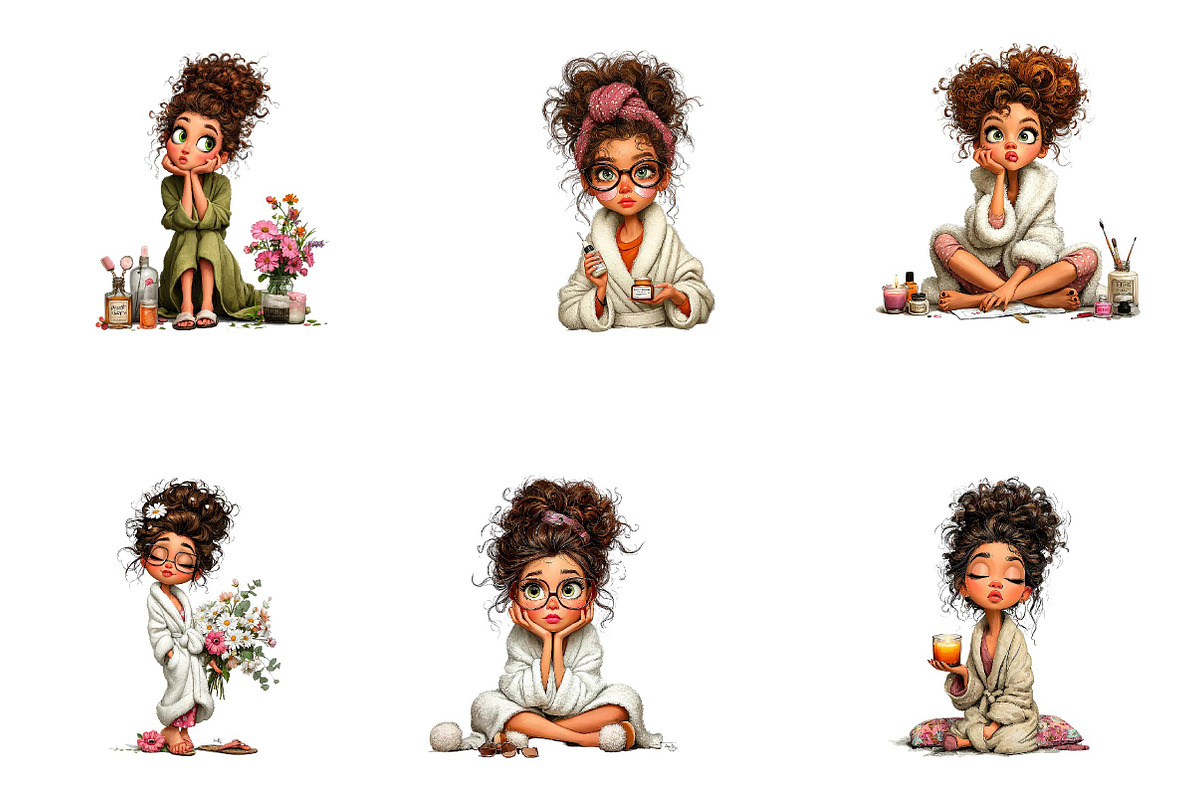 Whimsical Self Care Woman Clipart, a Seasonal Illustration by CreationArt (Photo 3 of 5)