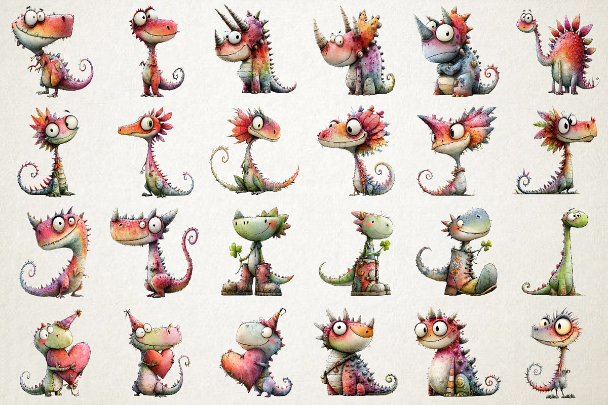 Quirky Dinosaurs PNG Clipart, an Animal Illustration by RobertsArt (Photo 4 of 7)