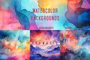 Watercolor Backgrounds. Dramatic