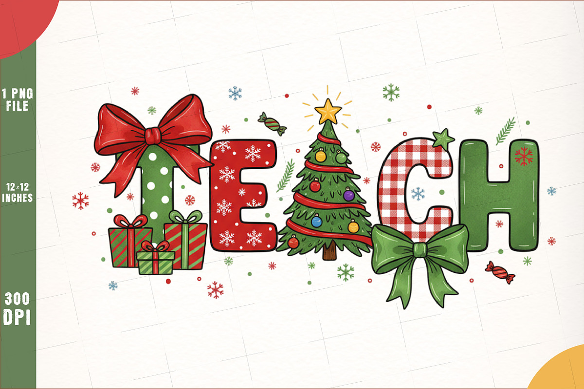 Coquette Christmas Teacher PNG, an Illustration by SinaCreation (Photo 1 of 7)