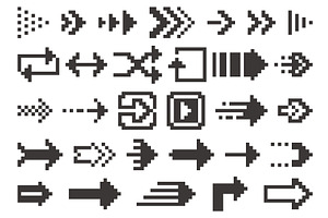 Black 8 bit arrows. Retro pixel art, an Object Illustration by YummyBuum