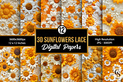 3D Crochet Sunflowers Lace Patterns, a Pattern Graphic by Creative Store (Thumbnail 1 of 5)