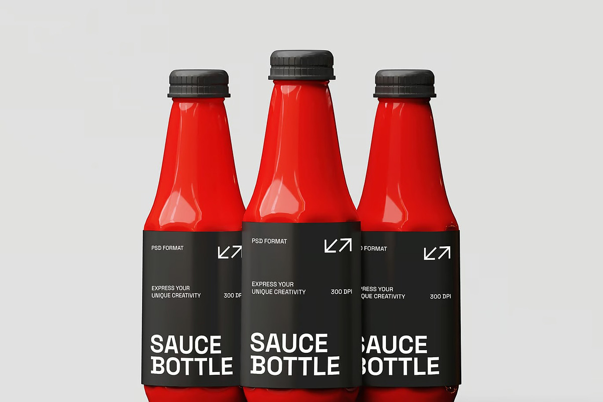 Sauce Bottle Mockup, a Packaging Mockup by renderstockmarket (Photo 2 of 4)
