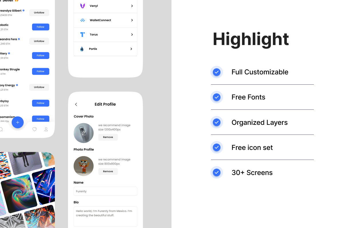Auctis - NFT Marketplace UI KIT, a Device Mockup by Odama (Photo 2 of 5)