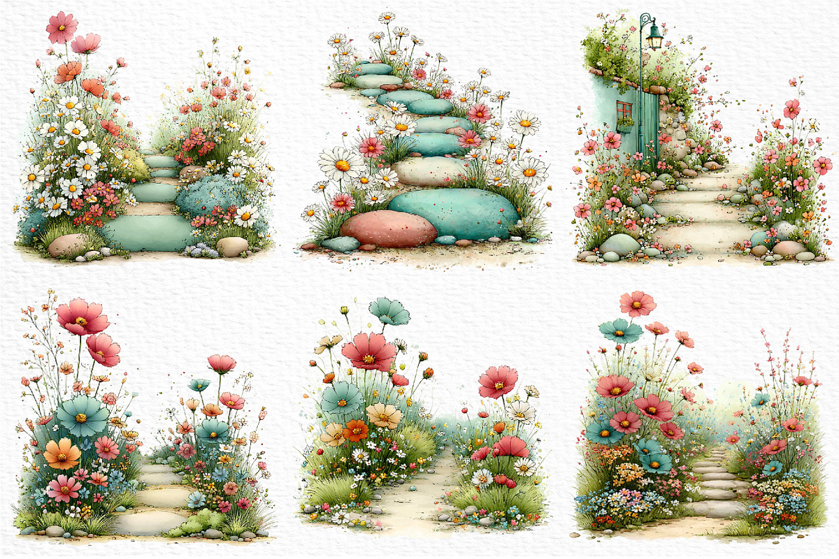Whimsical Summer Pathway Clipart, an Illustration by Craft Nest (Photo 4 of 12)