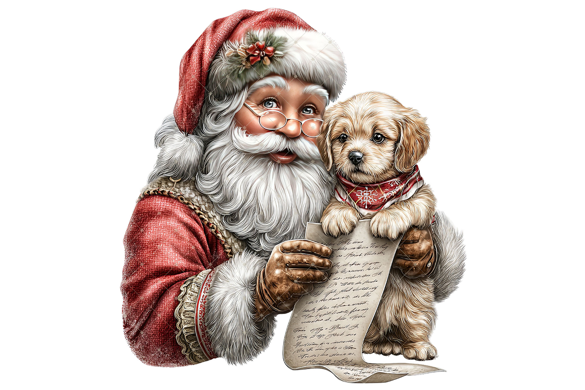 Santa With Dog Clipart PNG, a Seasonal Illustration by Memories By Lea (Photo 7 of 19)