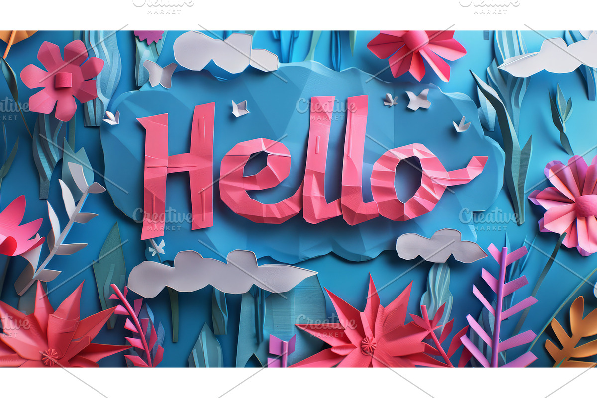 Paper Craft Hello concept art poster, a Texture Illustration by Visual ...