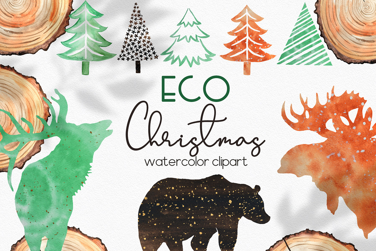 Watercolor Eco Christmas set, an Object Graphic by Ana-Sakuta (Photo 1 of 10)