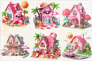 Pink Summer Home Sublimation Clipart, an Illustration by SVGArt (Thumbnail 2 of 8)