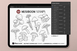 Mushroom Procreate Brush Stamps