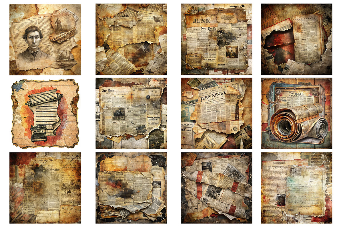 Rustic Torn Old Newspaper Papers, a Background Photo by Wow Magic (Photo 2 of 2)