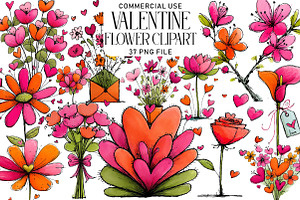 Valentine Flower Clipart, an Illustration by Daily.Designs