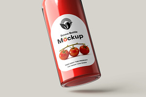 Glass Sauce Bottle PSD Mockup