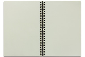 Open spiral notebook stock photo containing book and notebook