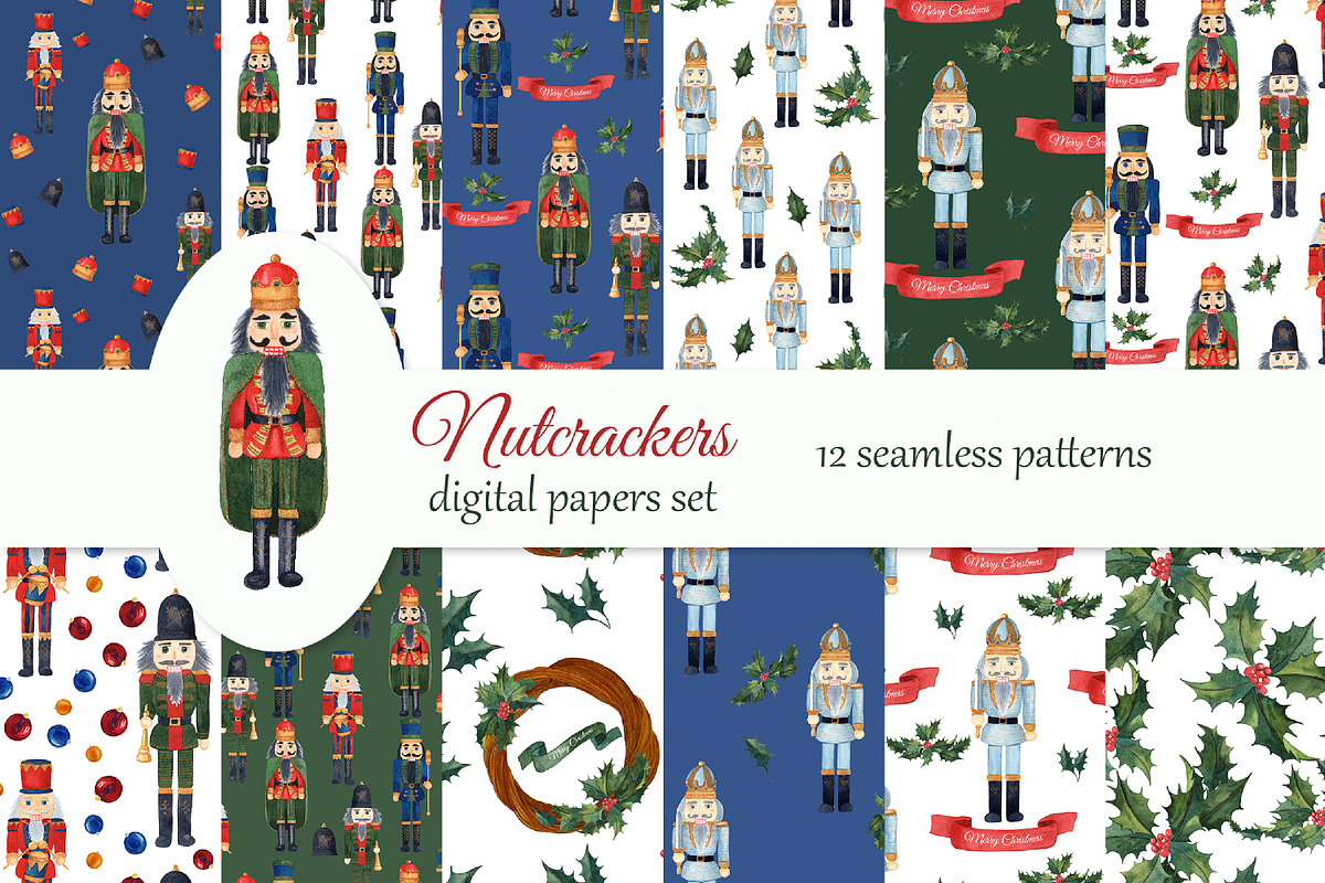 Watercolor Christmas Nutcrackers, an Illustration by s.yanyeva (Photo 5 of 7)