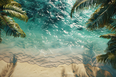 Tropical beach with coconut palm trees and ocean, a Nature Photo by AlyaAnd