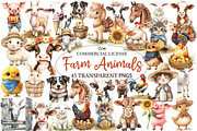 WatercolorCute Farm Clipart, Animals, an Animal Illustration by Designworld (Thumbnail 1 of 7)
