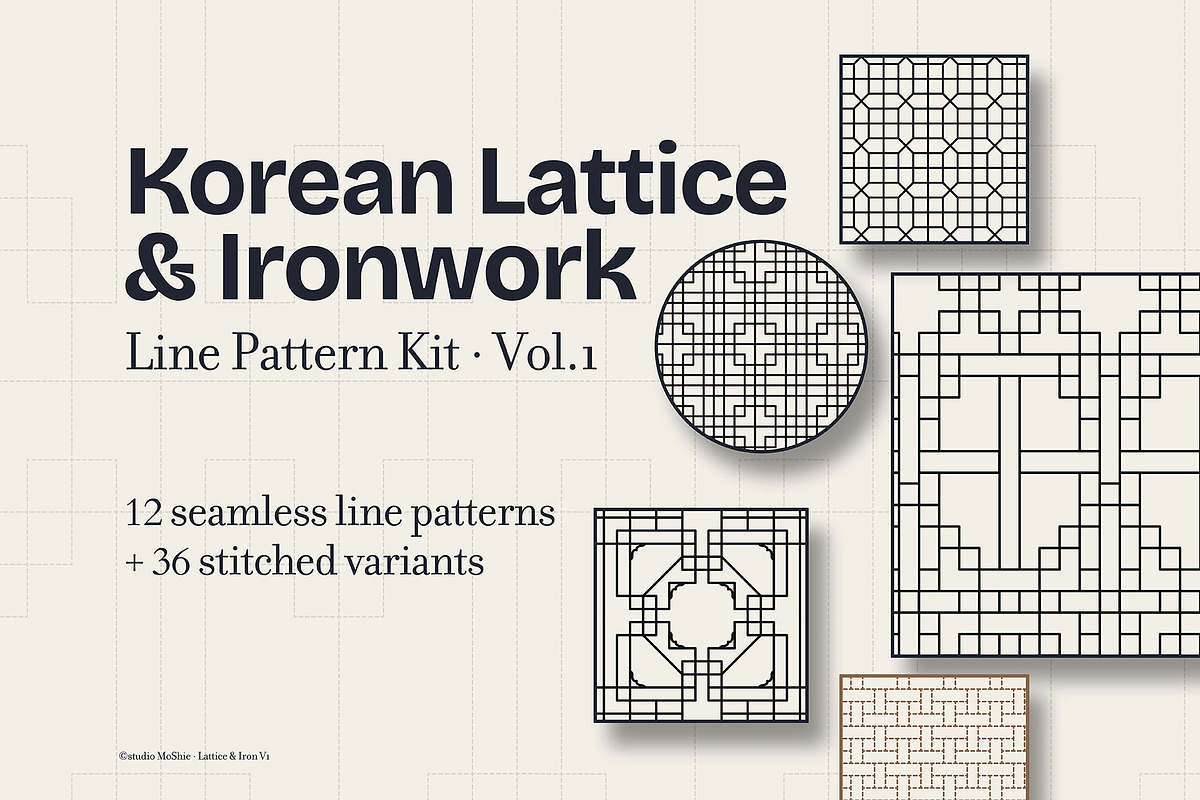 Korean Lattice & Iron Line Patterns, a Pattern Graphic by studio MoShie (Photo 1 of 5)