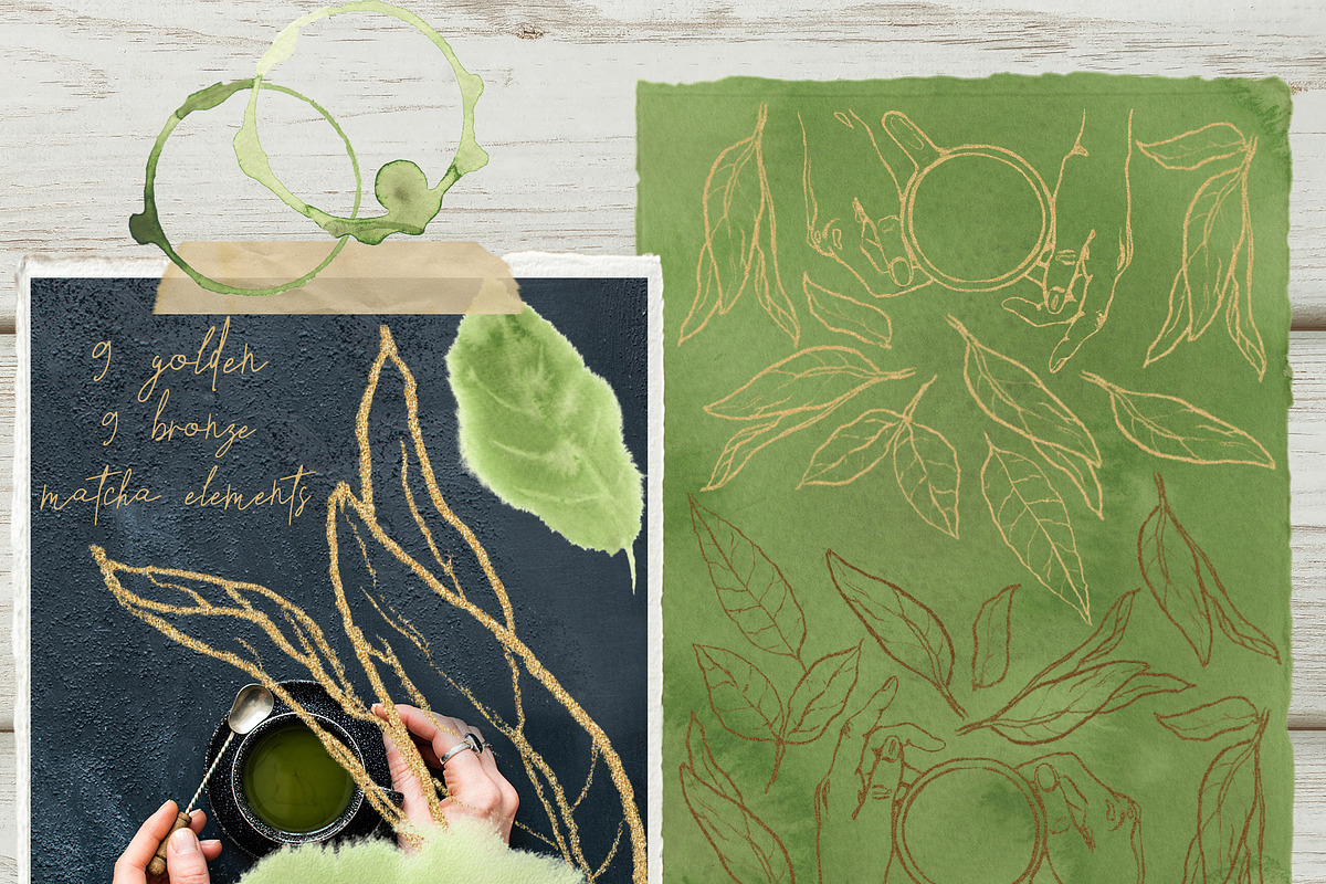 Matcha Green And Golden Watercolor, a Food Illustration by Cat In Colour (Photo 2 of 7)