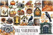 Watercolor Fall Sublimation Clipart, an Illustration by OK Design (Thumbnail 1 of 5)