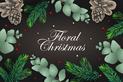 Floral Christmas Vector Set, a Decorative Illustration by PREMIUMVECTOR (Thumbnail 1 of 4)