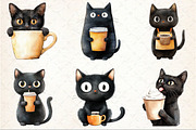 Funny Coffee Black Cat Clipart, an Illustration by Rose Art (Thumbnail 3 of 4)
