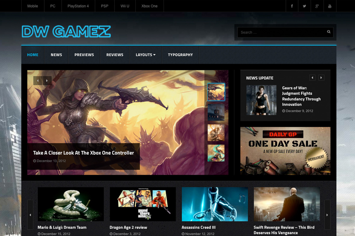 DW Gamez - Game Magazine WP Themes, a WordPress Template by DesignWall (Photo 1 of 5)