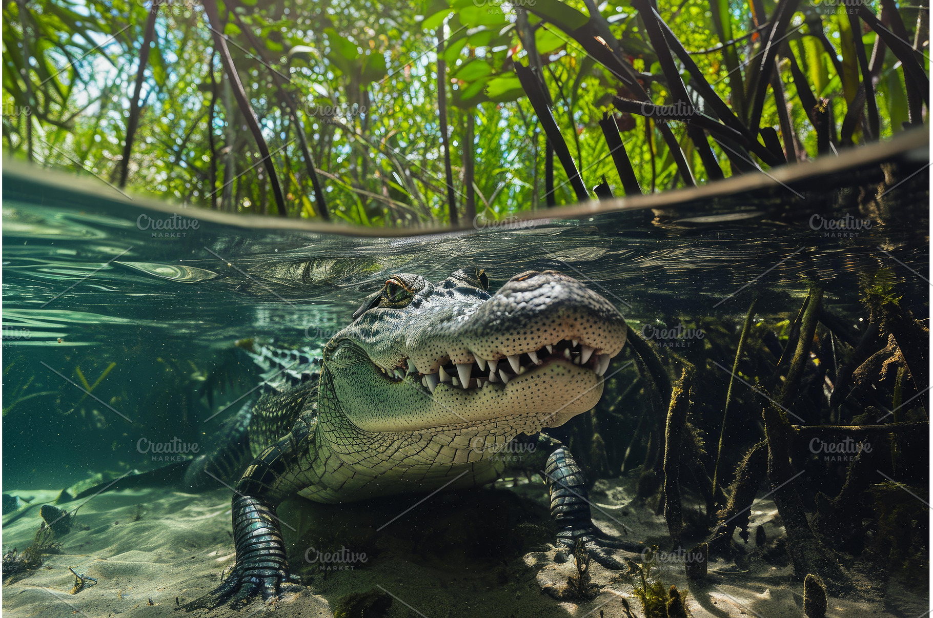 Crooked Alligator head. Generate Ai, an Animal Photo by Ylivdesign