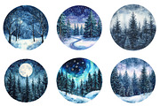Watercolor Winter Forest clipart, an Illustration by SinaCreation (Thumbnail 3 of 5)