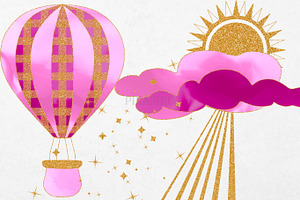 Pink Hot Air Balloon Clip Art