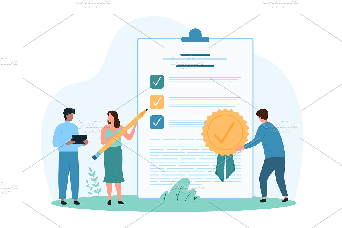Document approval, assessment of, a Person Illustration by Flashvector