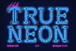 True Neon - Blue Futuristic Font, a Font by AndrewPixelType