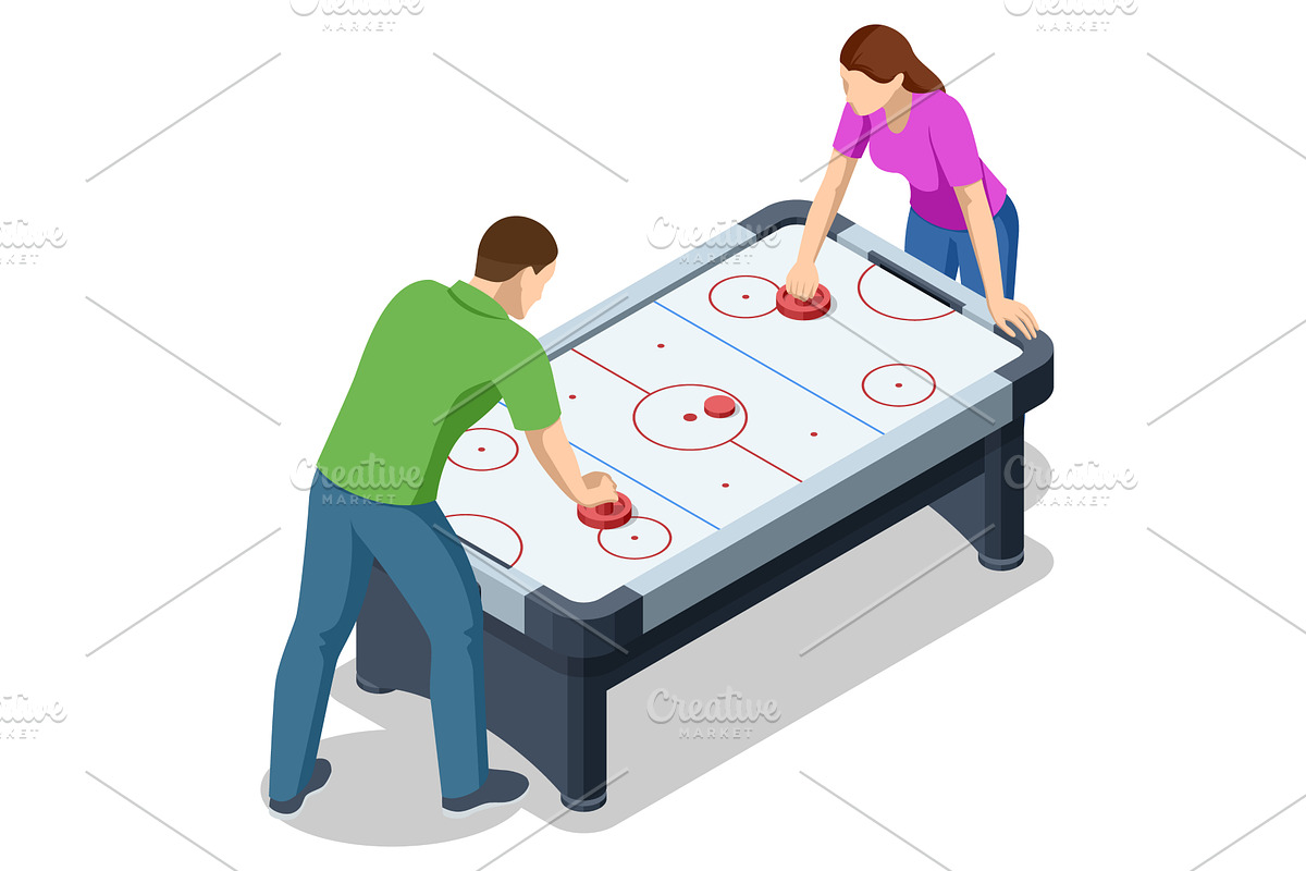 Air Hockey Table. Isometric air, a Person Illustration by Golden Sikorka