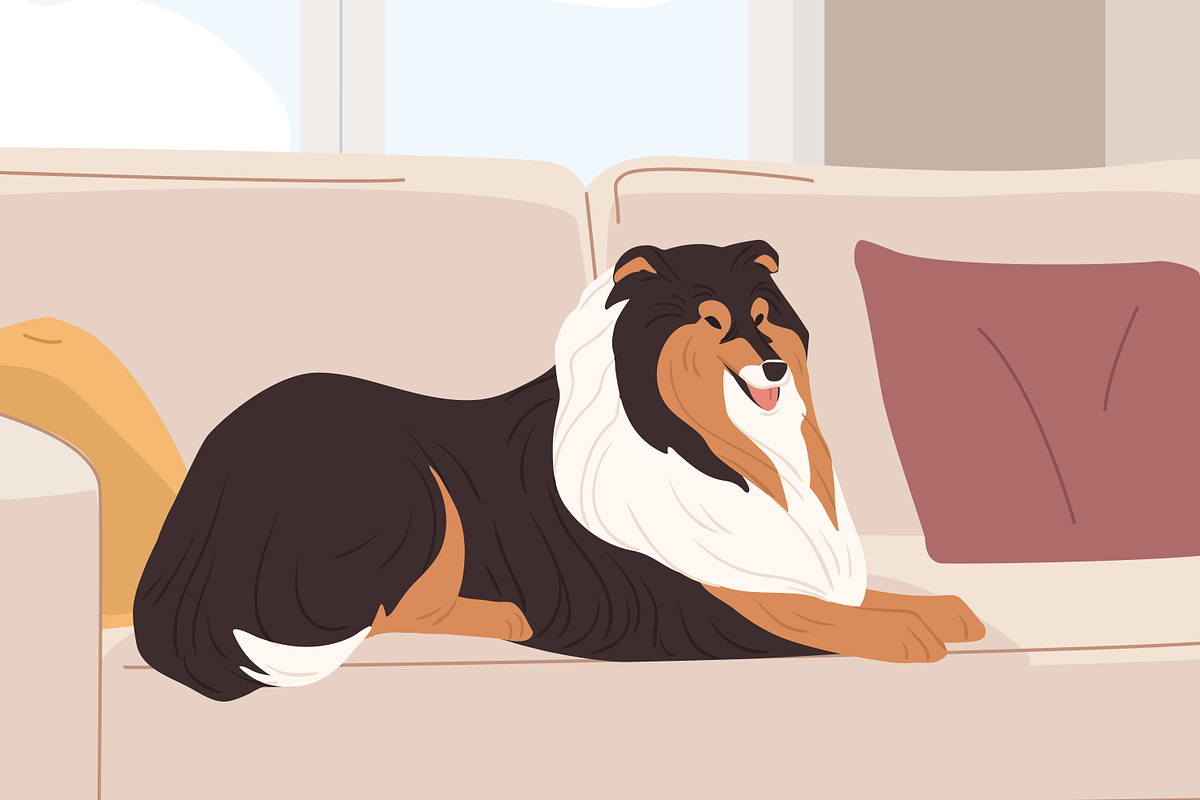 Dog lying on cozy sofa at home, an Animal Illustration by Good Studio (Photo 2 of 3)