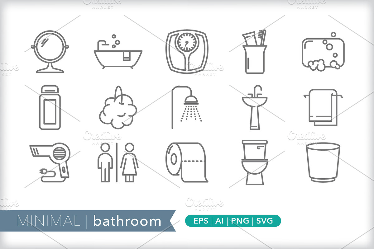 Minimal bathroom icons, an Outline Icon by Picture Window (Photo 1 of 5)