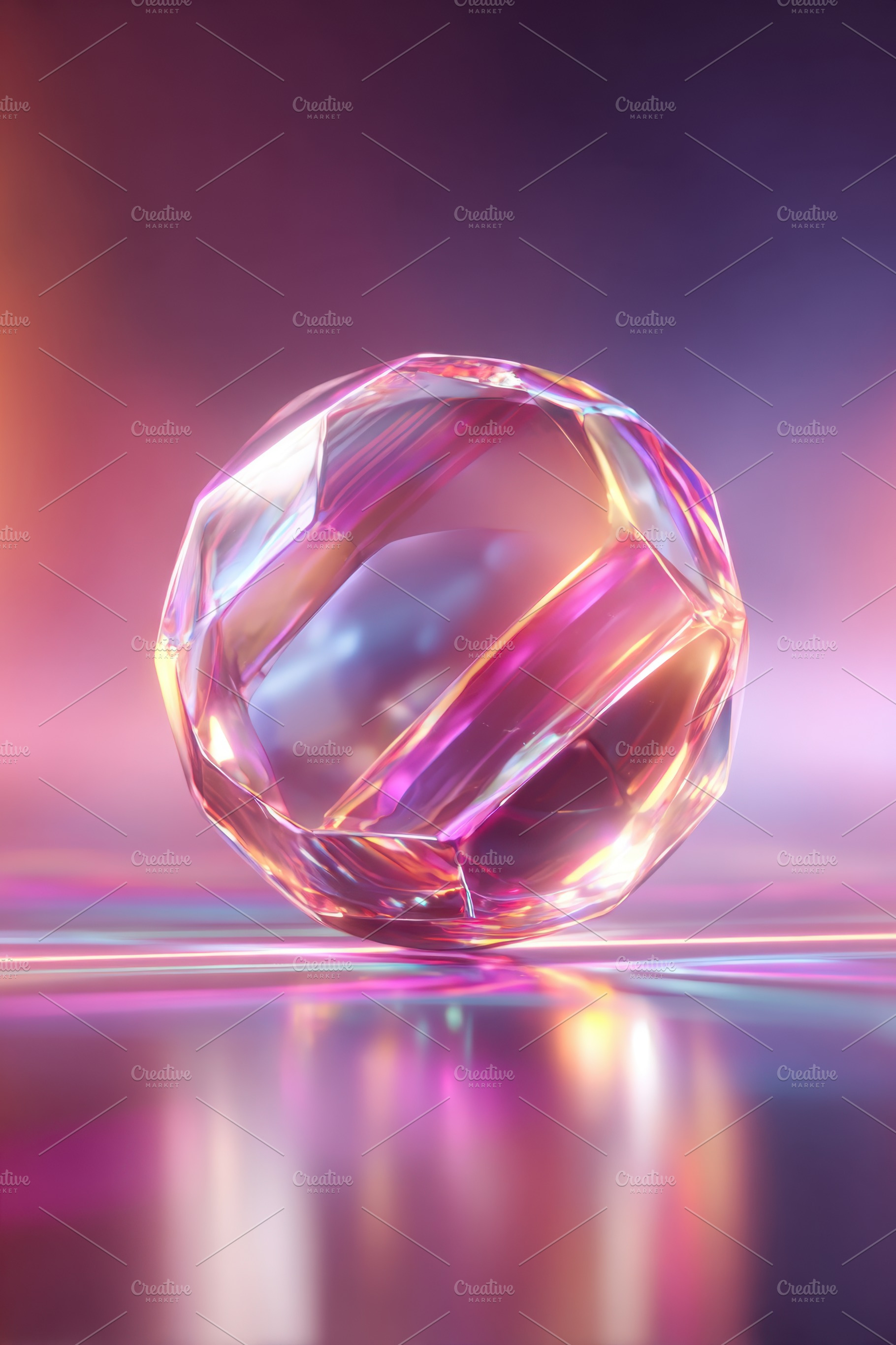 Colorful crystal sphere on gradient background, an Abstract Photo by AlyaAnd