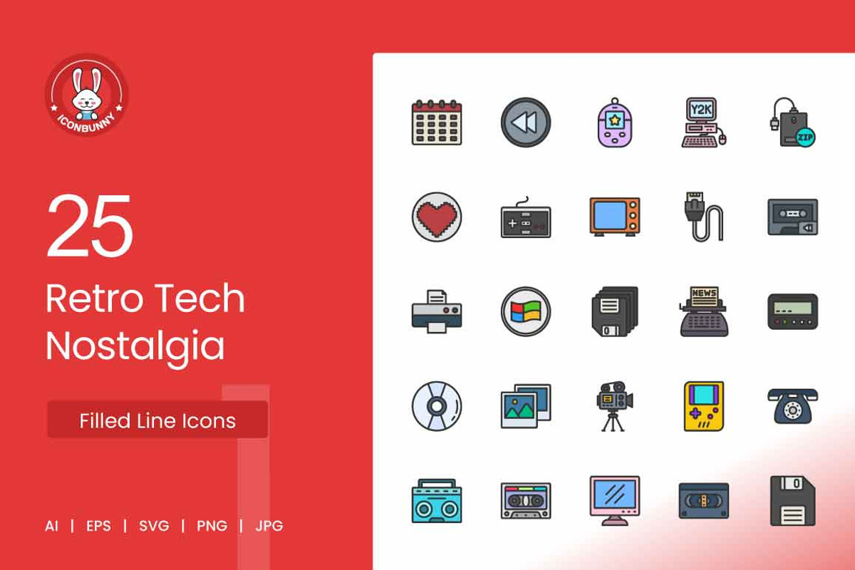25 Retro Tech Nostalgia Icons, an Icon by IconBunny