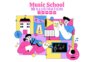 10 Music School Illustration, a Person Illustration by denayunebgt