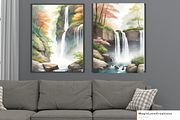 Waterfall Printable Watercolor Wall, a Poster Template by MagicLove Creations (Thumbnail 3 of 8)
