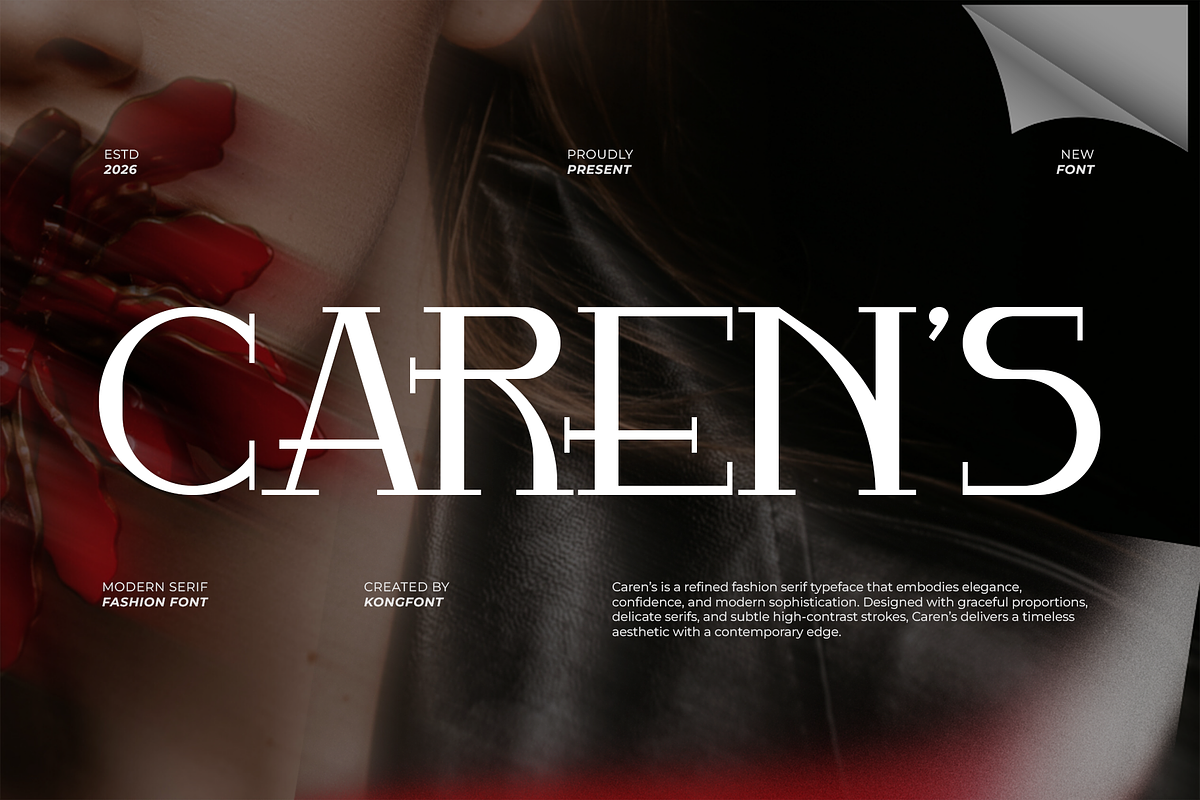 Caren’s – Serif Typeface, a Serif Font by overlaytemplates (Photo 1 of 5)