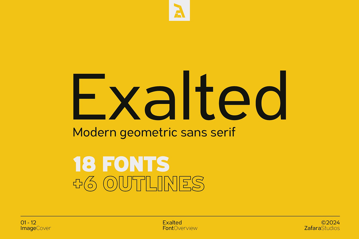 Exalted - Geometric sans serif, a Sans Serif Font by Zafara Studios (Photo 1 of 12)