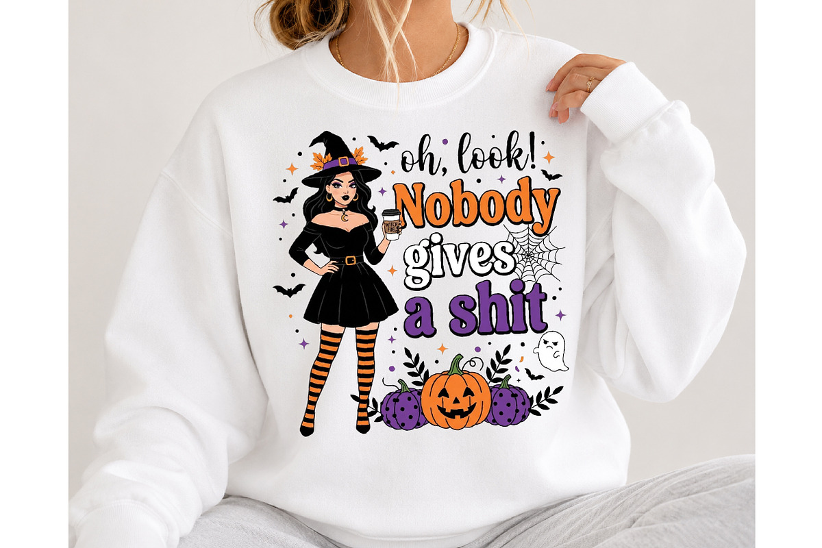 Nobody Gives a Witch PNG Halloween, a Seasonal Illustration by DreamCafeArt (Photo 4 of 7)