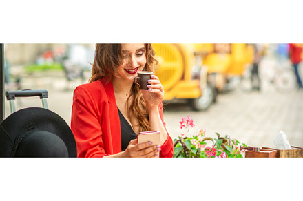 Tourist young caucasian woman in red, a Person Photo by okskukuruza